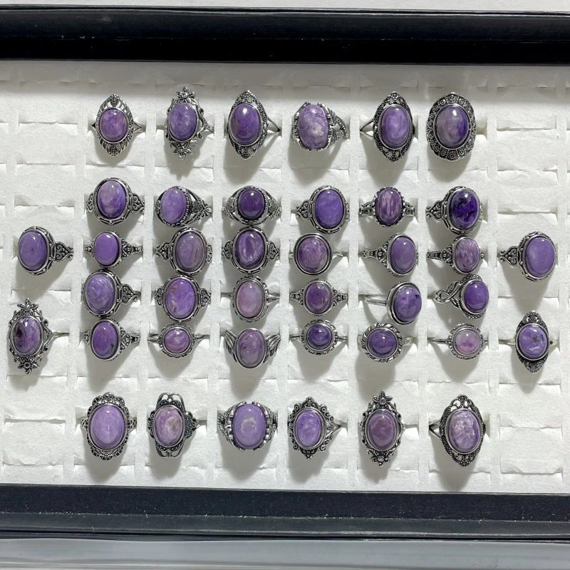 40 Pieces Charoite Different Styles Ring #6 - Image 8