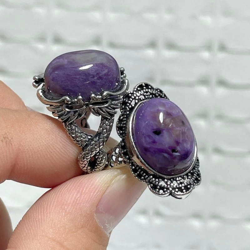 29 Pieces Charoite Different Styles Ring #7 - Image 4