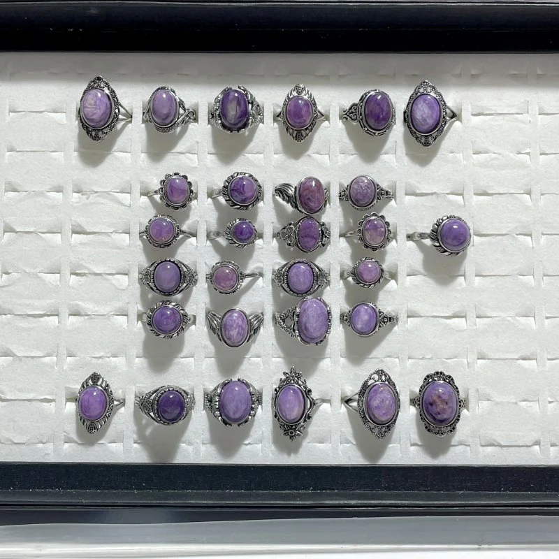 29 Pieces Charoite Different Styles Ring #7 - Image 8