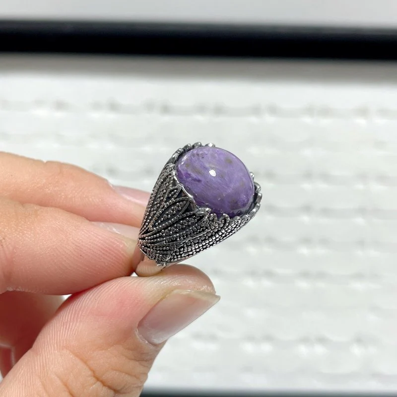 28 Pieces Charoite Different Styles Ring #8 - Image 2