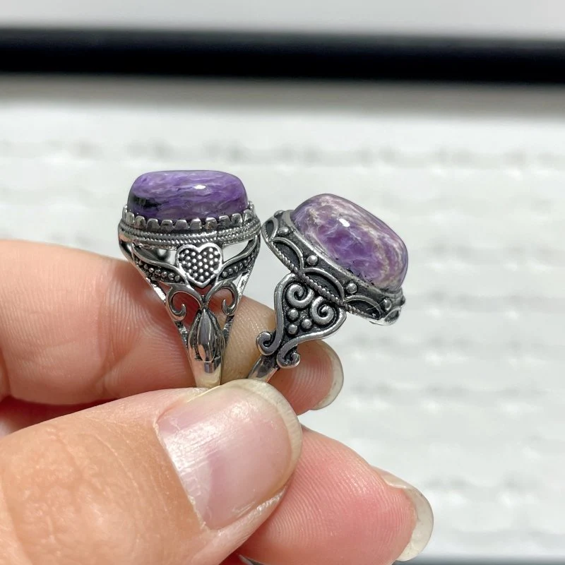 28 Pieces Charoite Different Styles Ring #8 - Image 3