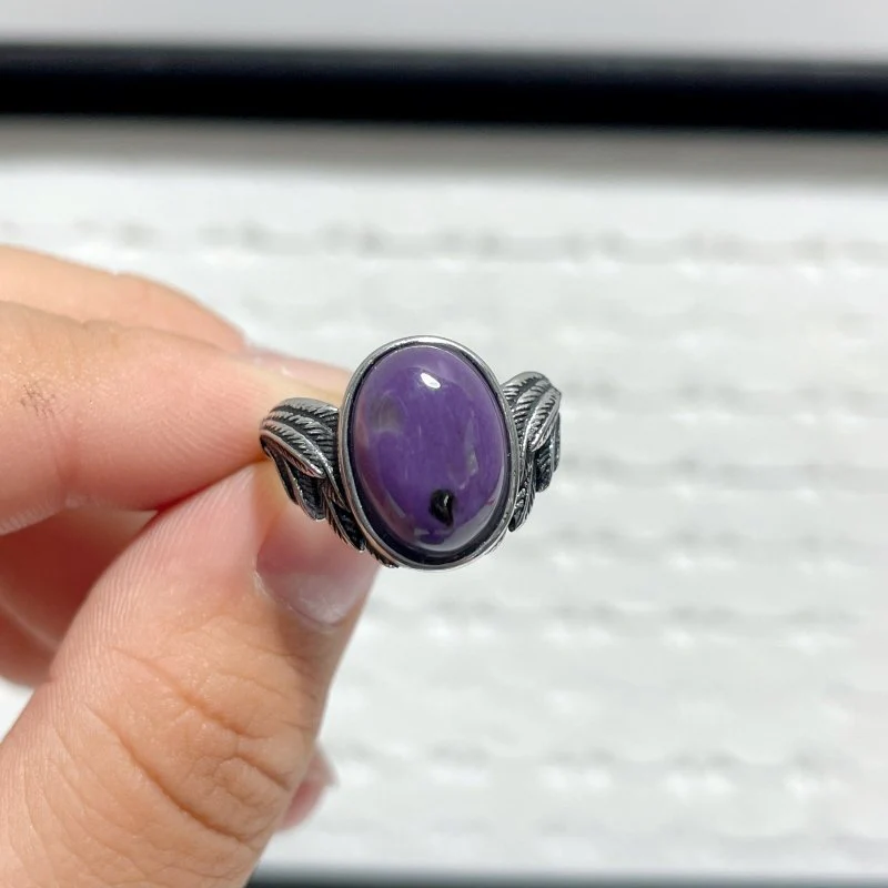 28 Pieces Charoite Different Styles Ring #8 - Image 5