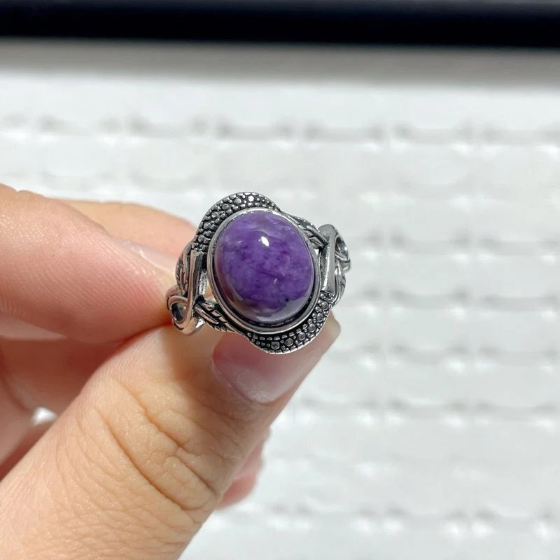 28 Pieces Charoite Different Styles Ring #8 - Image 7