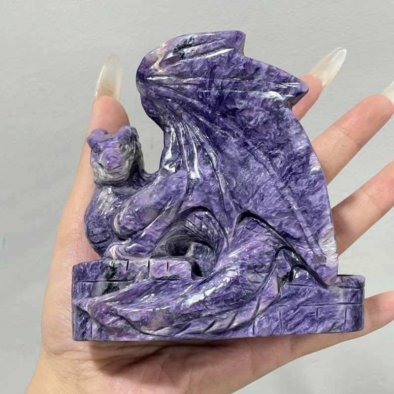 Charoite Flying Dragon Carving #1 - Image 2