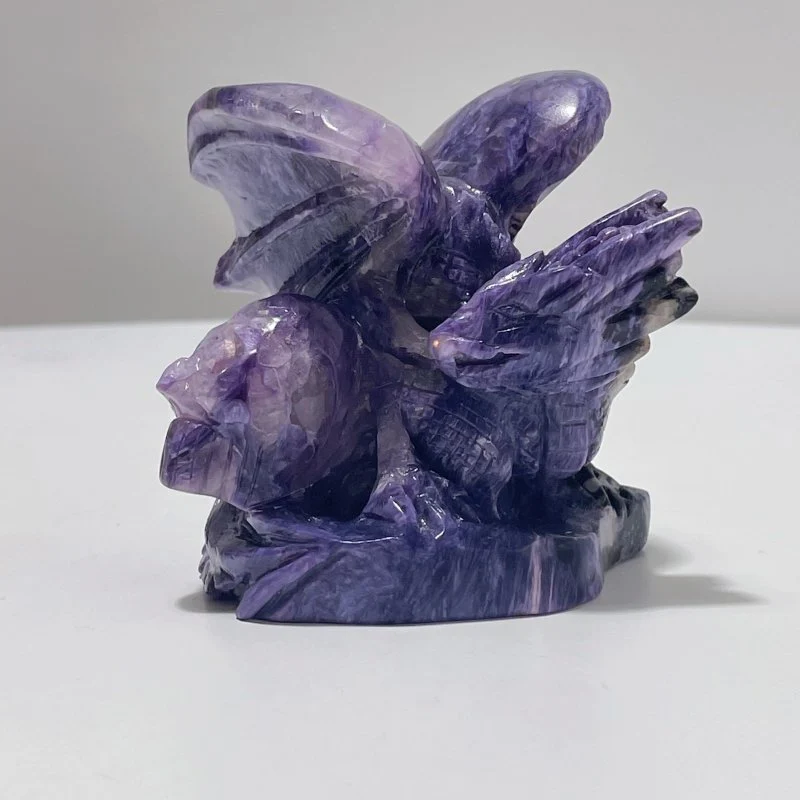 Charoite Flying Dragon Skull Carving #3 - Image 2