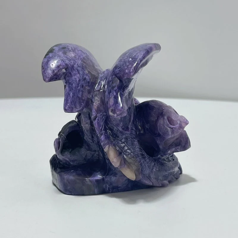 Charoite Flying Dragon Skull Carving #3 - Image 5