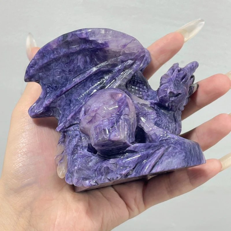Charoite Flying Dragon Skull Carving #3 - Image 6