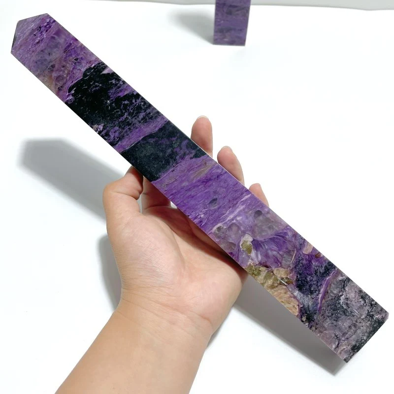 2 Pieces Charoite Four-sided Tower For Collection #A05 - Image 2