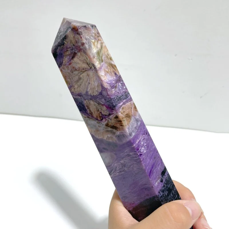 2 Pieces Charoite Four-sided Tower For Collection #A05 - Image 6