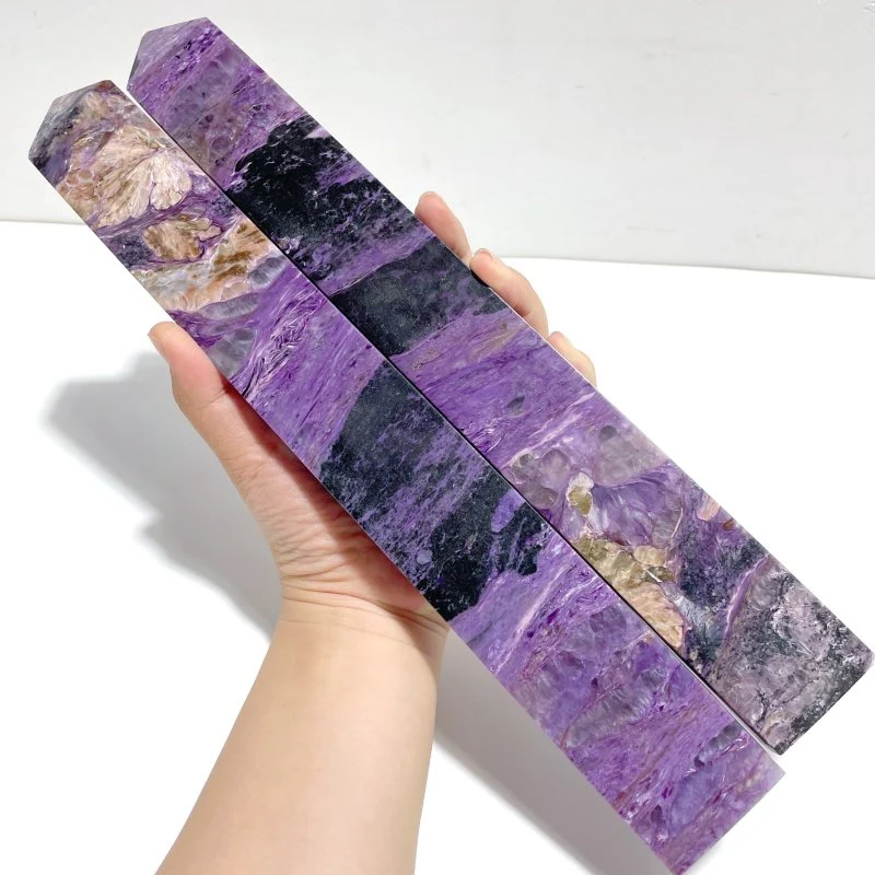 2 Pieces Charoite Four-sided Tower For Collection #A05 - Image 8