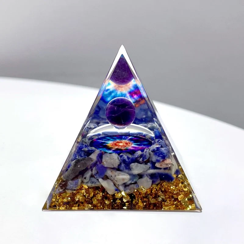 5CM Chevron Amethyst Blue Sodalite Orgone Pyramid Wholesale