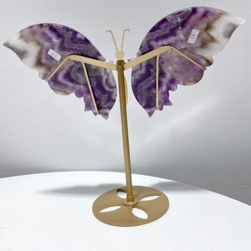 Chevron Amethyst Butterfly Wing Carving With Stand - Image 2