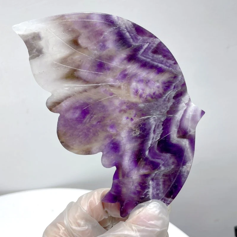 Chevron Amethyst Butterfly Wing Carving With Stand - Image 3