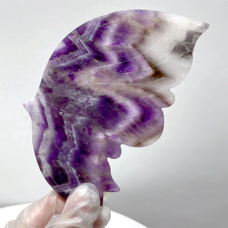 Chevron Amethyst Butterfly Wing Carving With Stand - Image 4