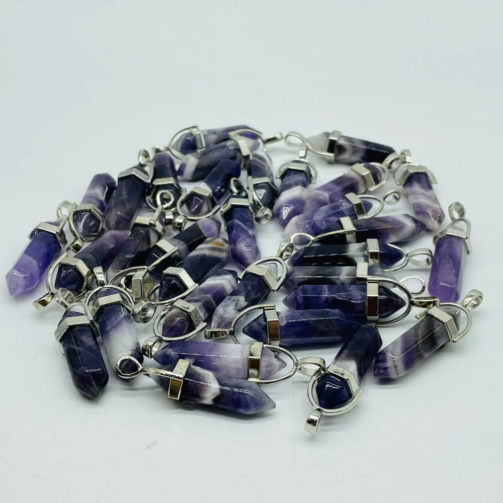 Chevron Amethyst Double Point Pendant Wholesale - Image 2