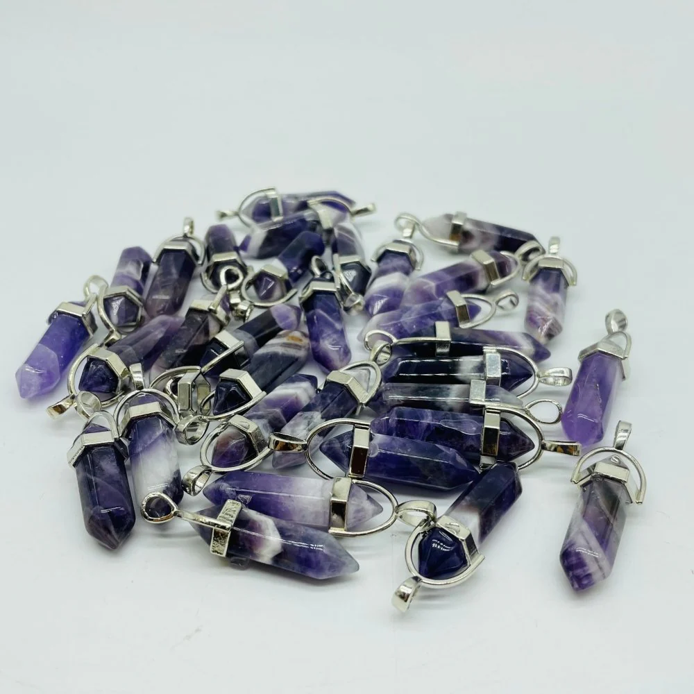 Chevron Amethyst Double Point Pendant Wholesale - Image 4