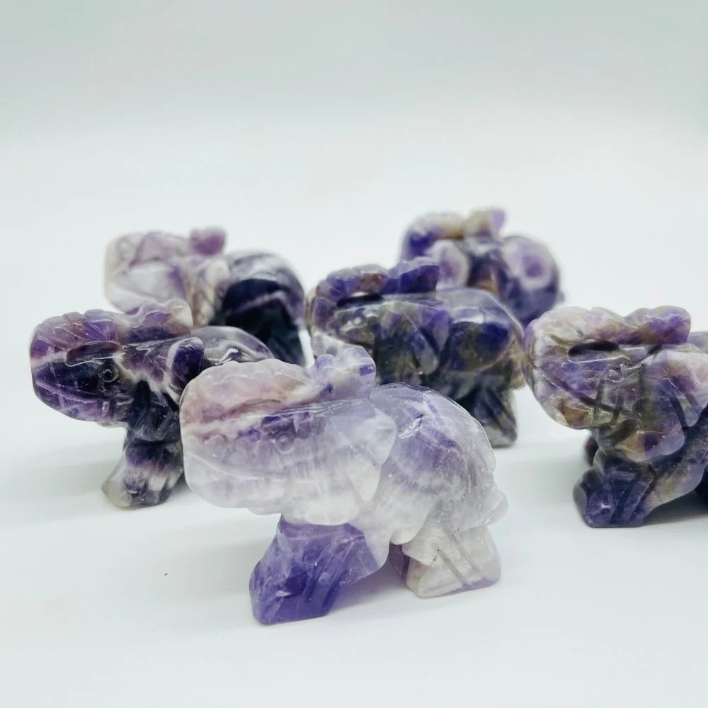 Chevron Amethyst Elephant Crystals Carving Wholesale - Image 2