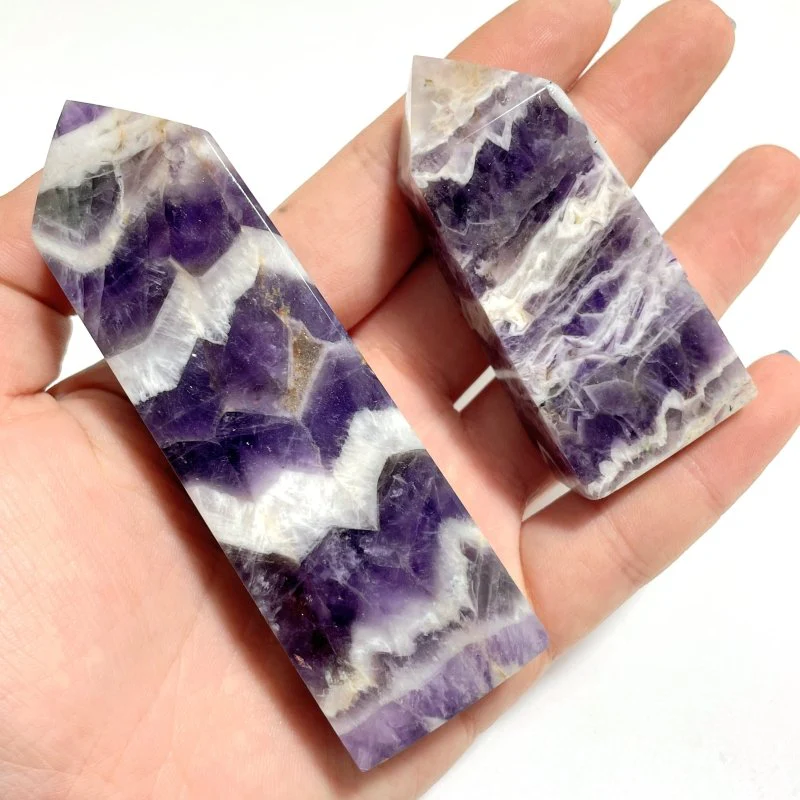 Chevron Amethyst Four-Sided Tower Point Wholesale - Image 5