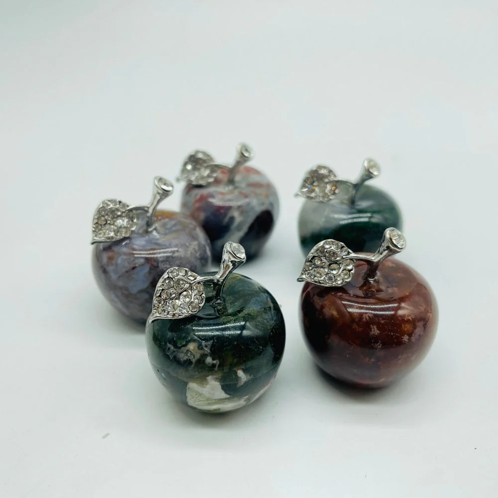 Chevron Amethyst & Ocean Jasper Apple Carving Wholesale - Image 3