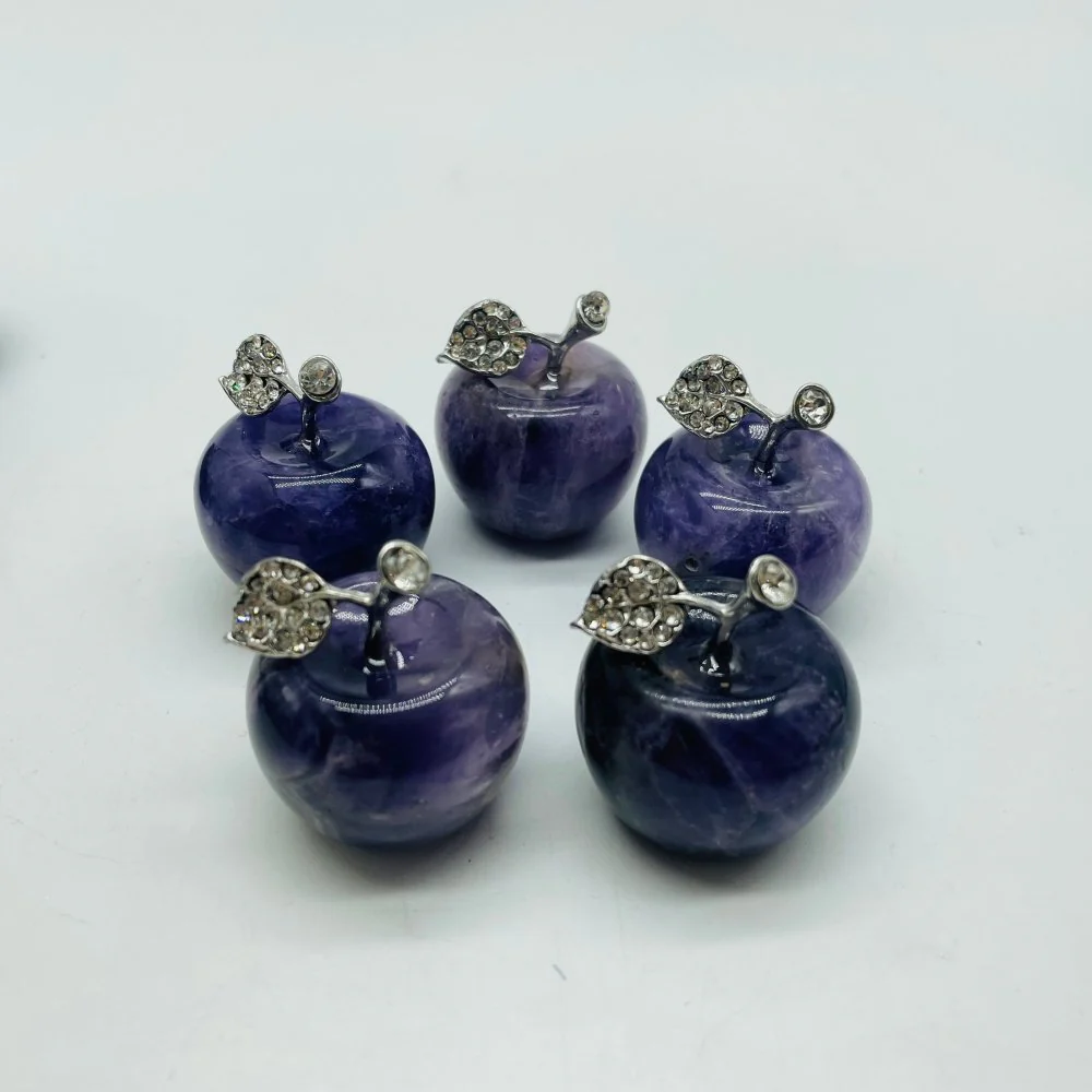 Chevron Amethyst & Ocean Jasper Apple Carving Wholesale - Image 4