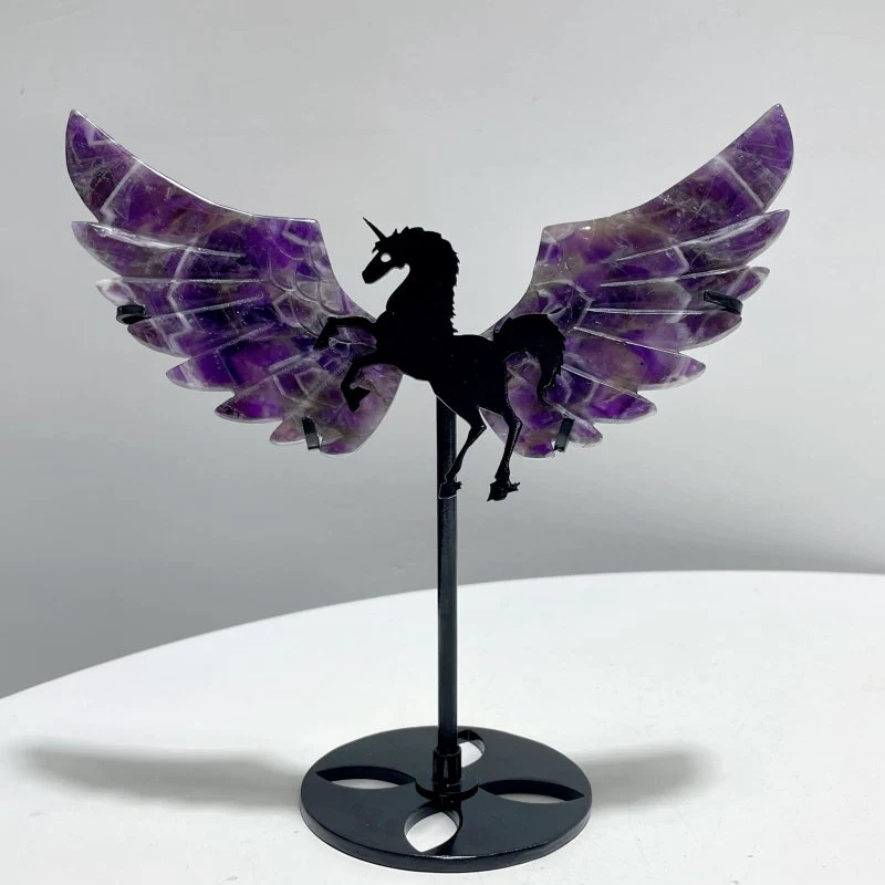 4 Pairs Chevron Amethyst Pegasus Wing Crystal Carving With Stand - Image 3