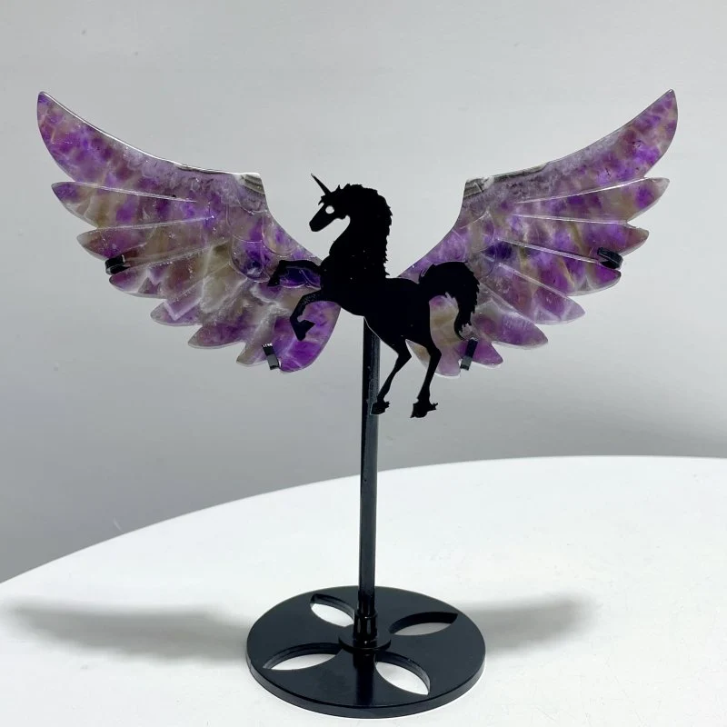4 Pairs Chevron Amethyst Pegasus Wing Crystal Carving With Stand - Image 4