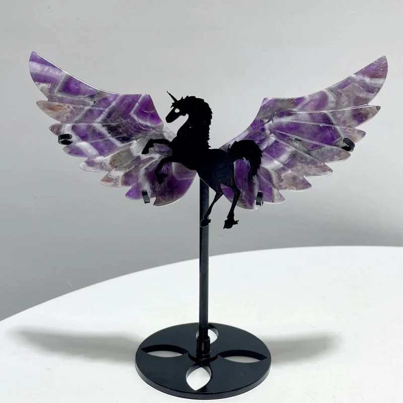 4 Pairs Chevron Amethyst Pegasus Wing Crystal Carving With Stand - Image 5