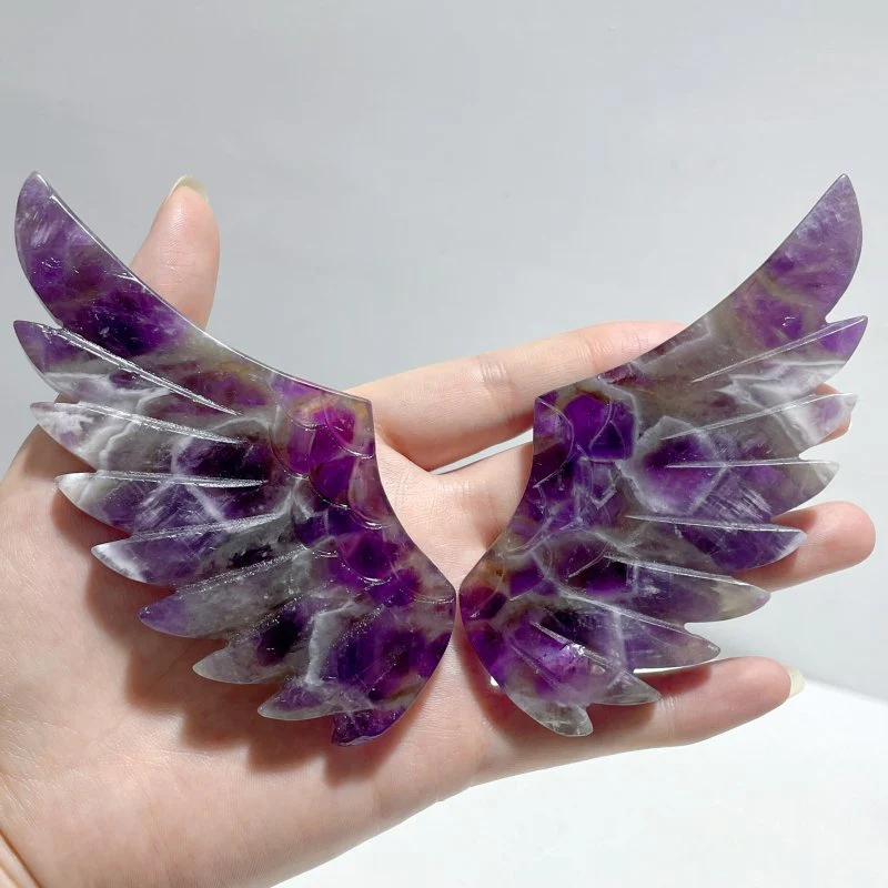 4 Pairs Chevron Amethyst Pegasus Wing Crystal Carving With Stand - Image 9
