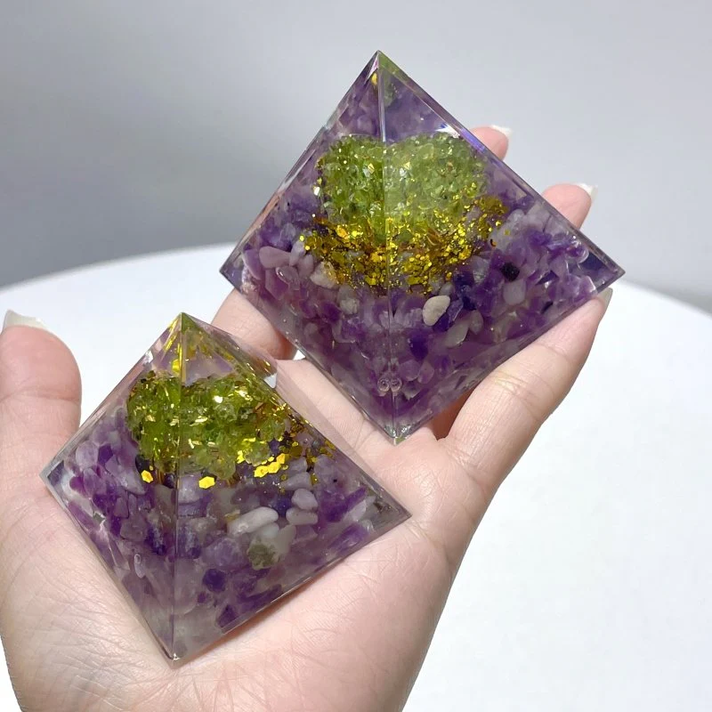 Chevron Amethyst Peridot Orgone Pyramid  Wholesale - Image 3