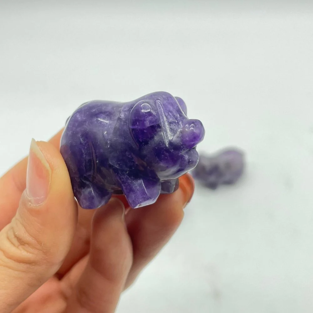 Chevron Amethyst Pig Carving Animal Wholesale - Image 2