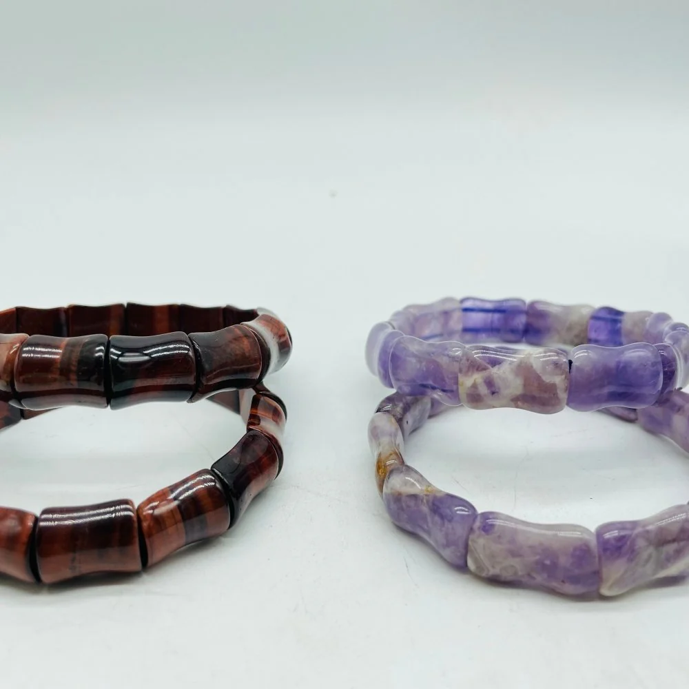 Chevron Amethyst & Red Tiger Eye Bracelet Crystal Wholesale - Image 2