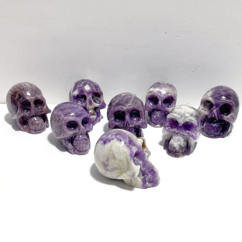 8 Pieces Chevron Amethyst Skull Carving