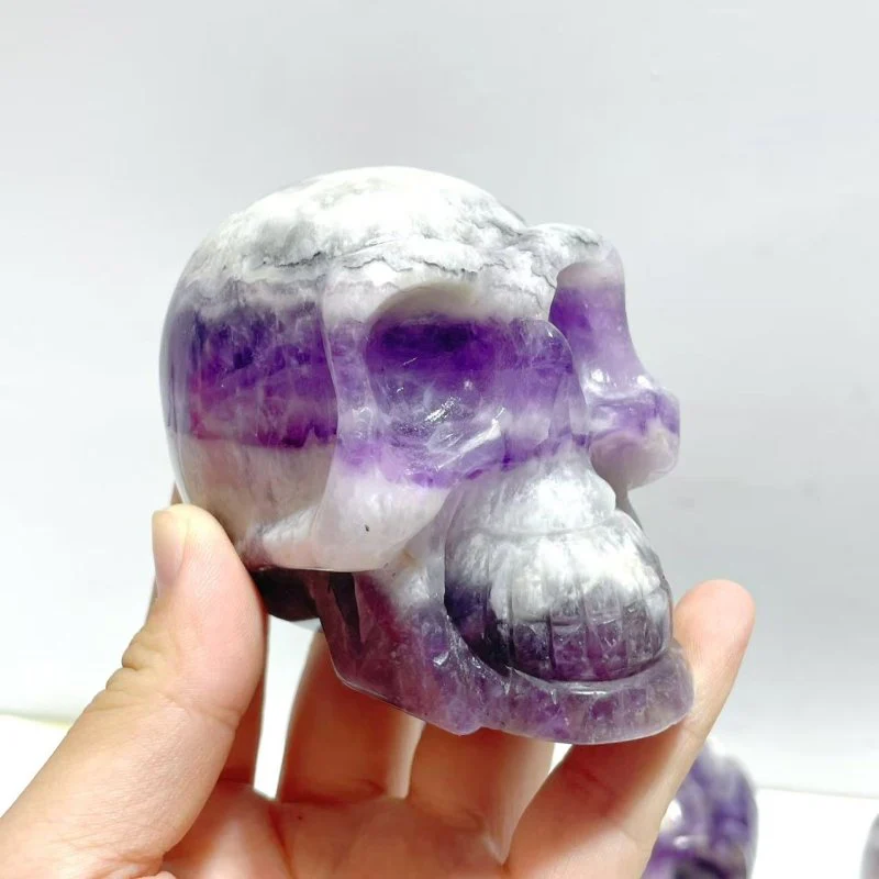 8 Pieces Chevron Amethyst Skull Carving - Image 2