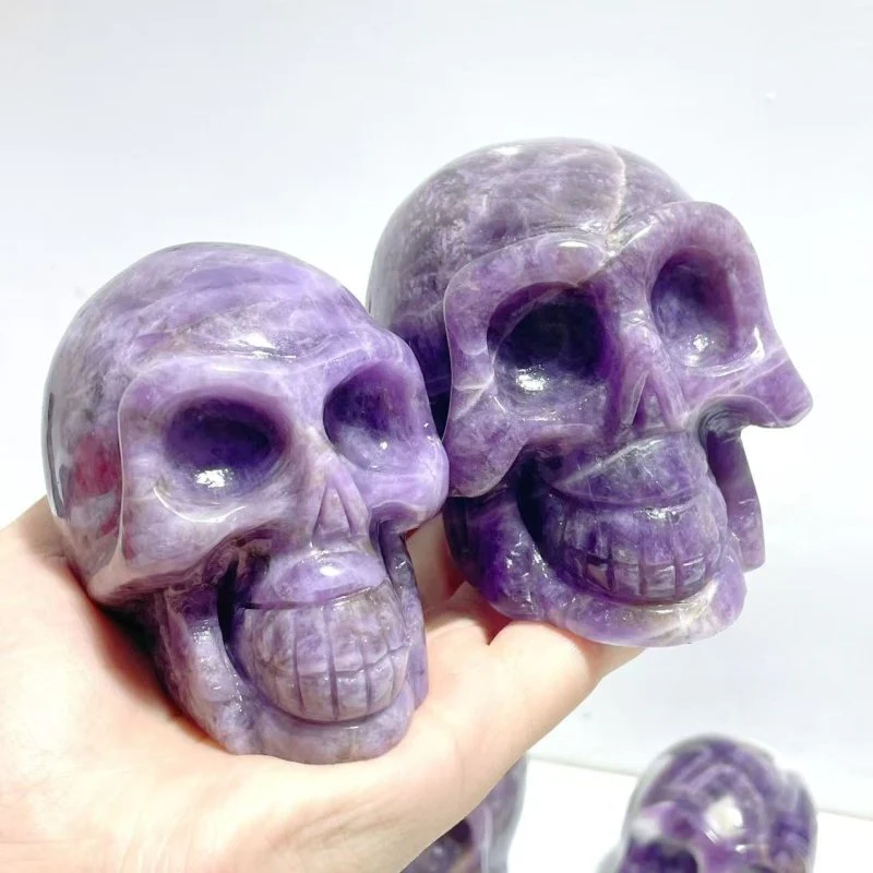 8 Pieces Chevron Amethyst Skull Carving - Image 7