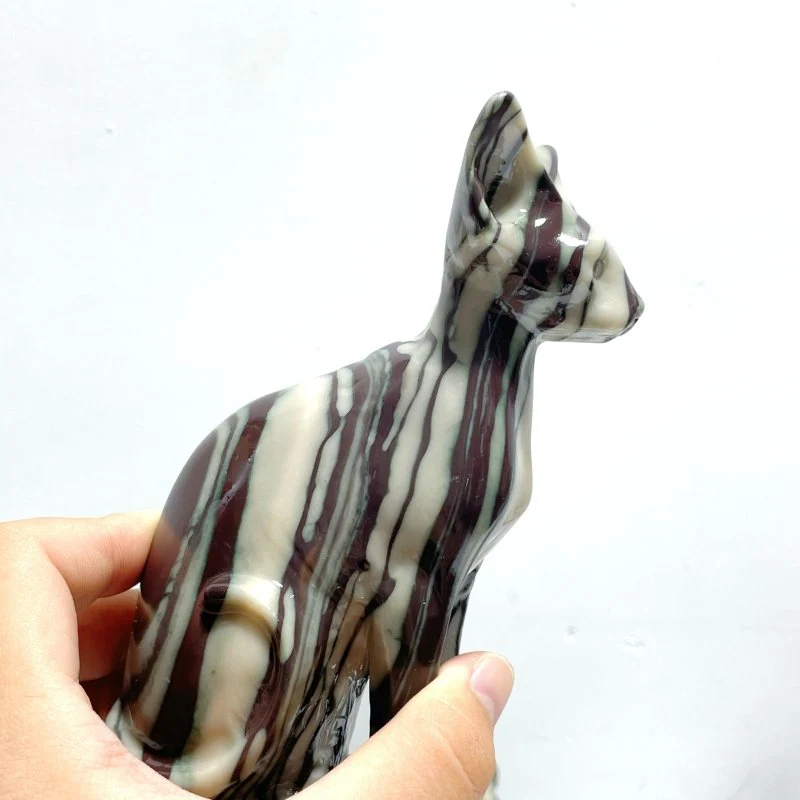 7 Pieces China Grey Stripe Stone Cat Carving - Image 6