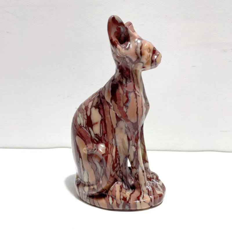 3 Pieces China Red Stone Cat Carving - Image 2