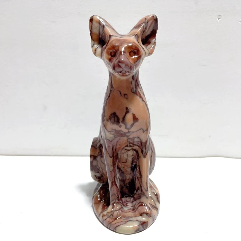 3 Pieces China Red Stone Cat Carving - Image 3