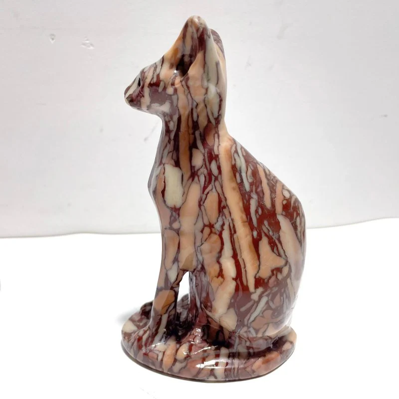 3 Pieces China Red Stone Cat Carving - Image 4
