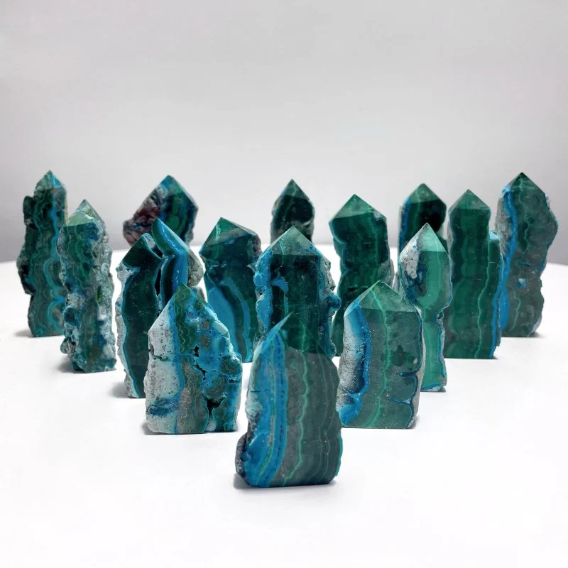 Chrysocolla Mixed Malachite Raw Side Point Tower Wholesale