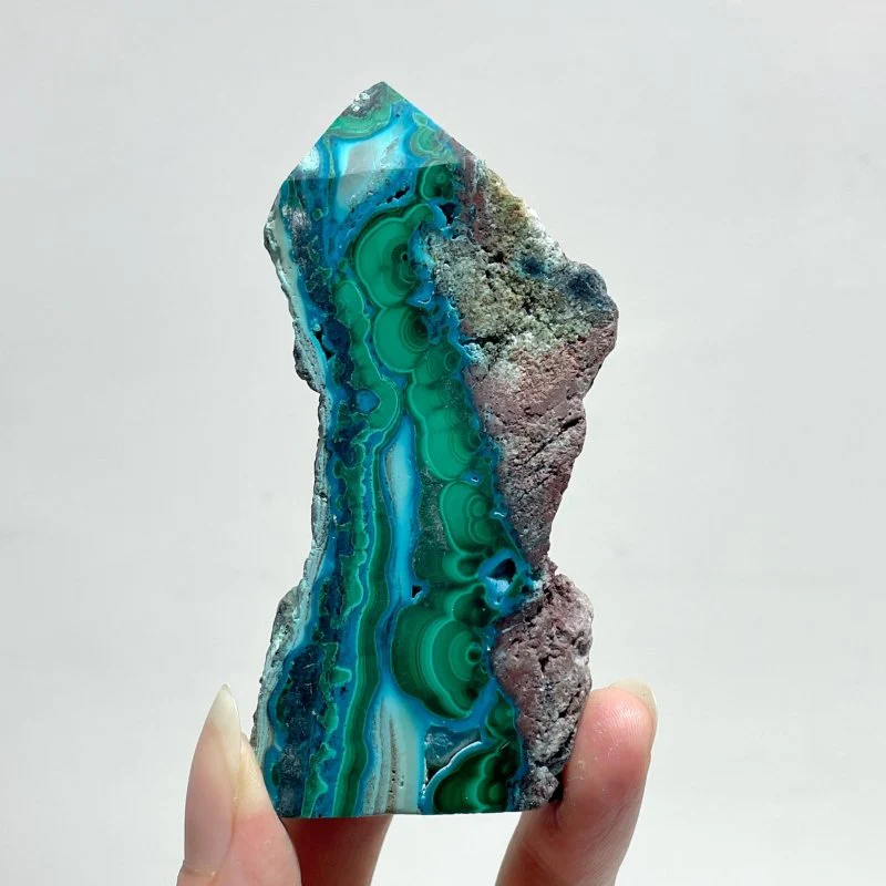 Chrysocolla Mixed Malachite Raw Side Point Tower Wholesale - Image 3