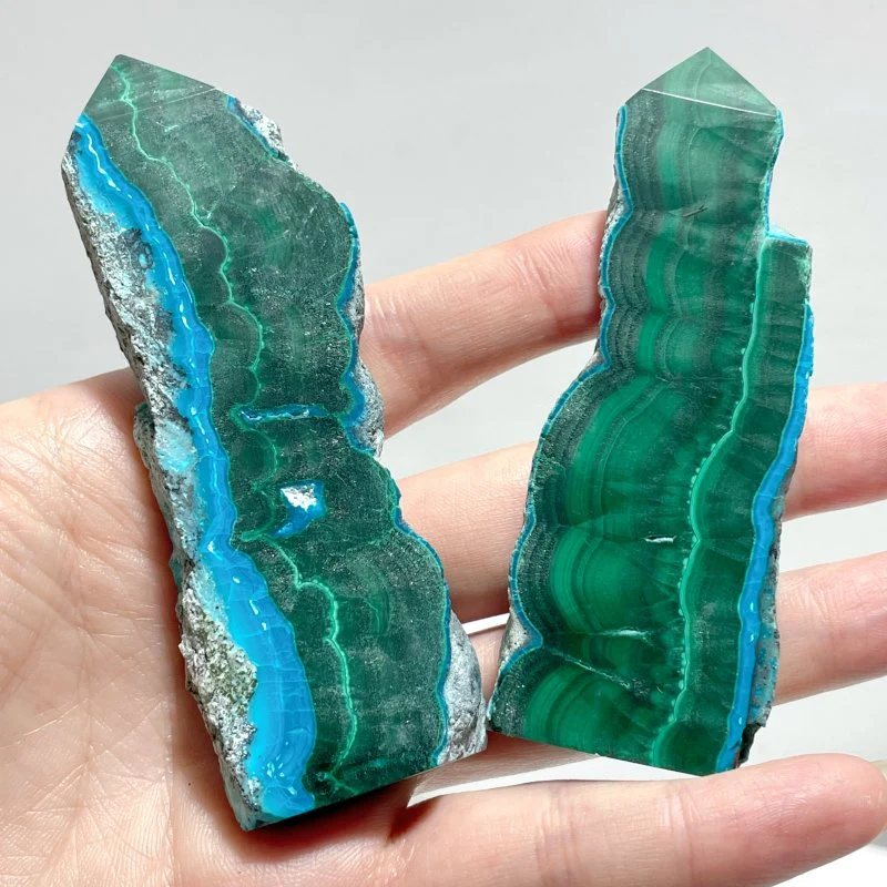 Chrysocolla Mixed Malachite Raw Side Point Tower Wholesale - Image 4