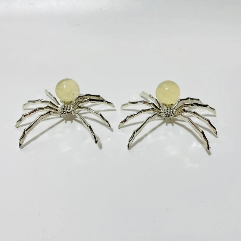 Citrine Crystal Sphere Spider Ornament Handmade Alloy Spider Wholesale - Image 3