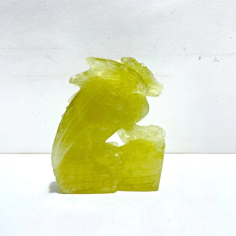 Citrine Flying Dragon Castle Carving - Image 3