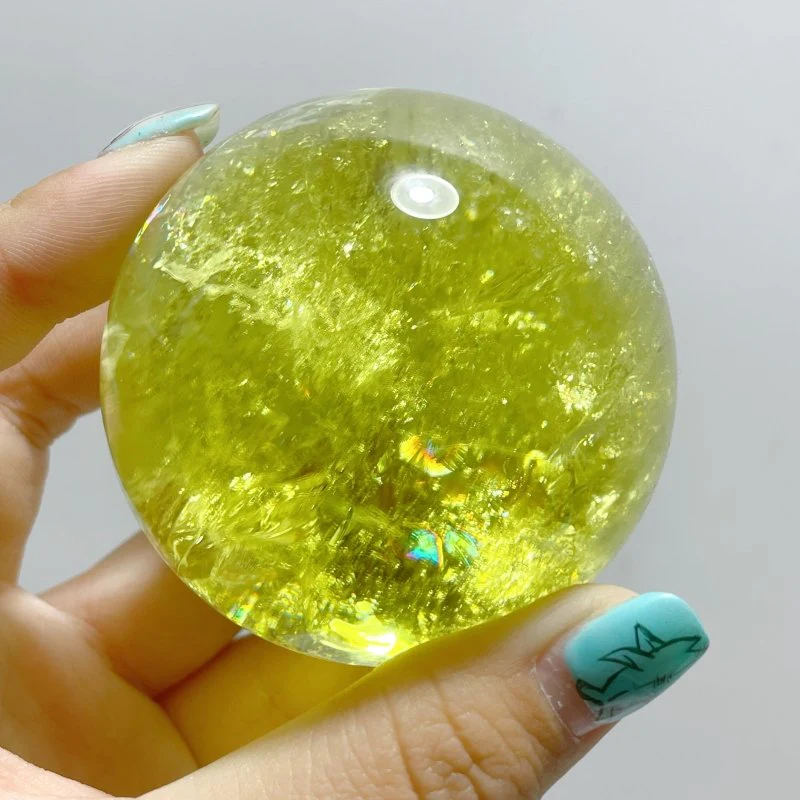 15 Pieces High Quality Citrine Spheres with Rainbow