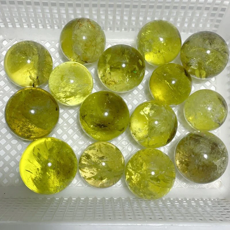 15 Pieces High Quality Citrine Spheres with Rainbow - Image 2