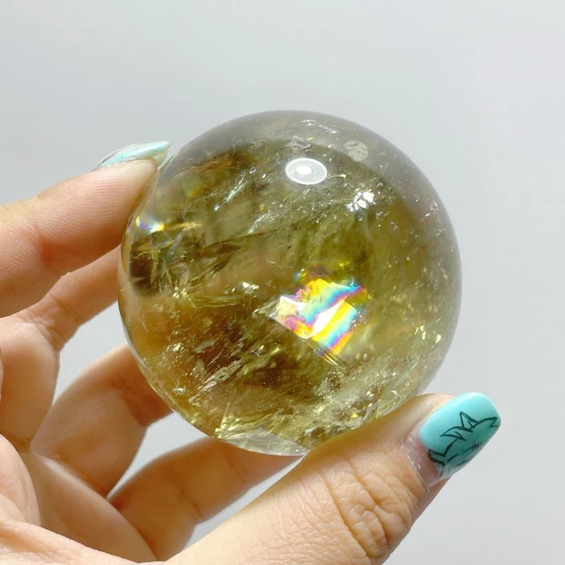 15 Pieces High Quality Citrine Spheres with Rainbow - Image 3