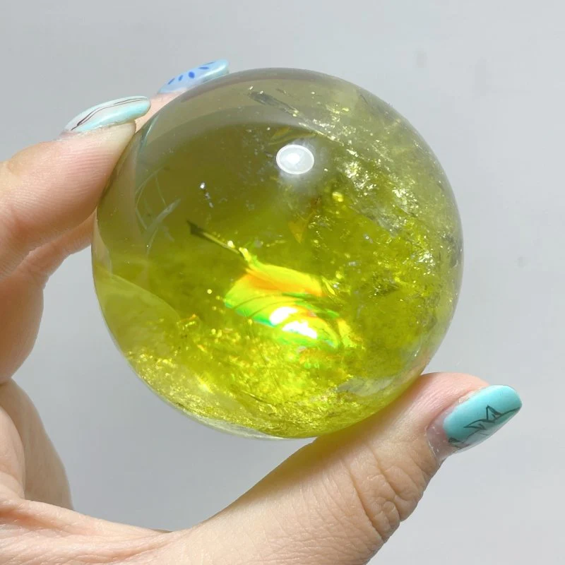 15 Pieces High Quality Citrine Spheres with Rainbow - Image 5