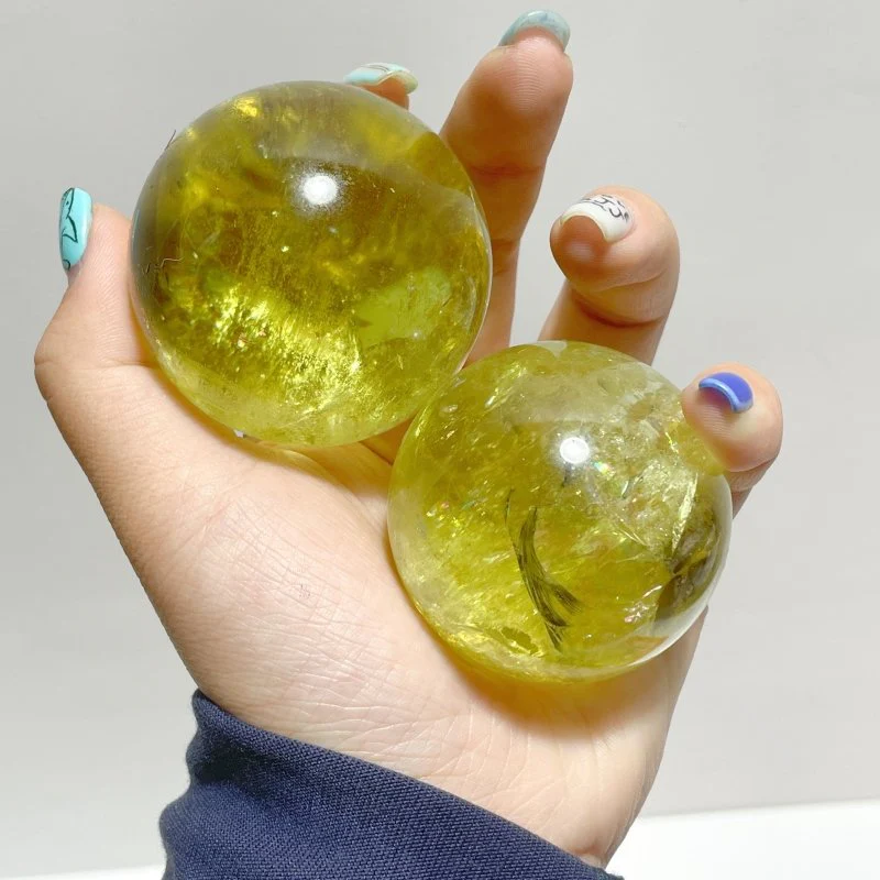 15 Pieces High Quality Citrine Spheres with Rainbow - Image 6