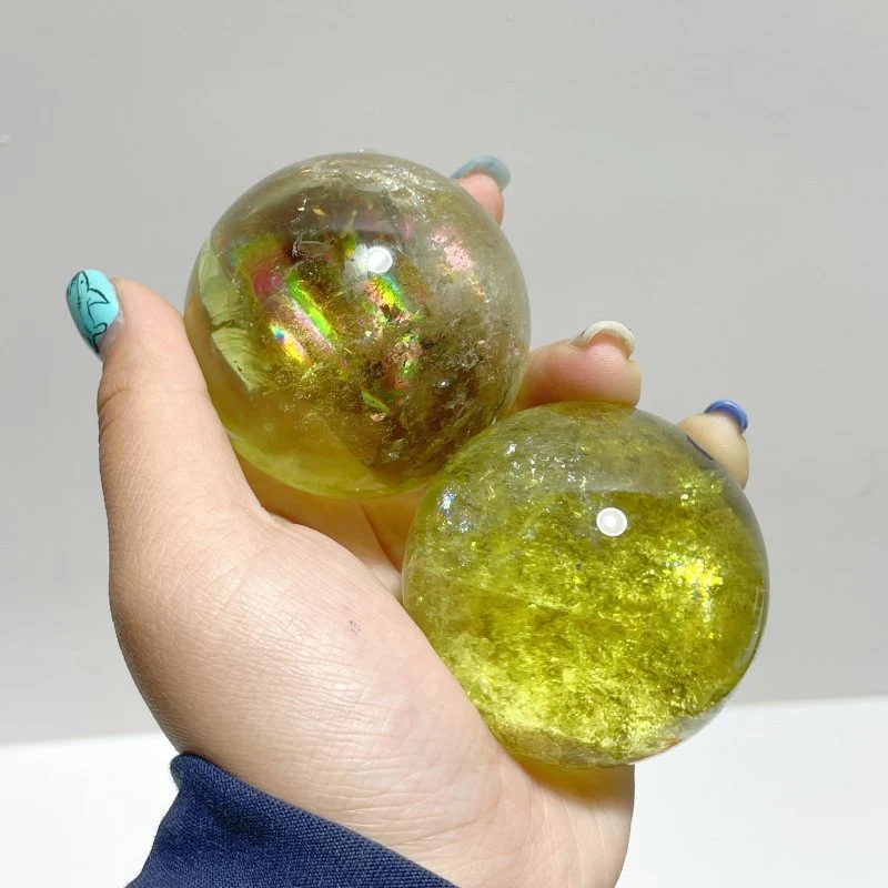 15 Pieces High Quality Citrine Spheres with Rainbow - Image 7
