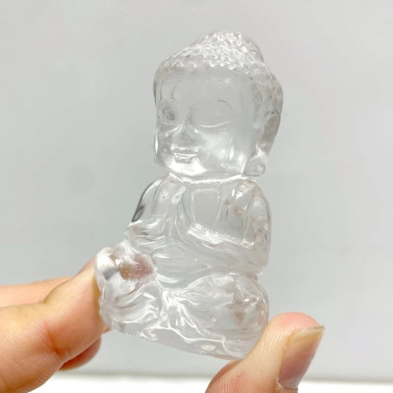 9 Pieces Beautiful Clear Quartz Buddha Carving